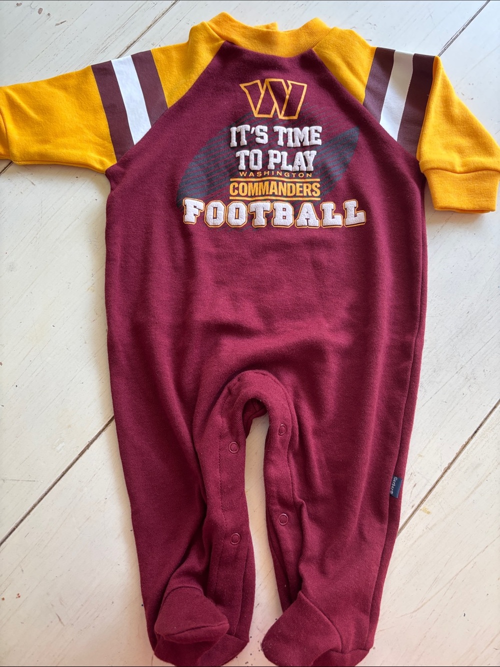 Washington Commanders Infant Footed One-Piece in Maroon & Gold